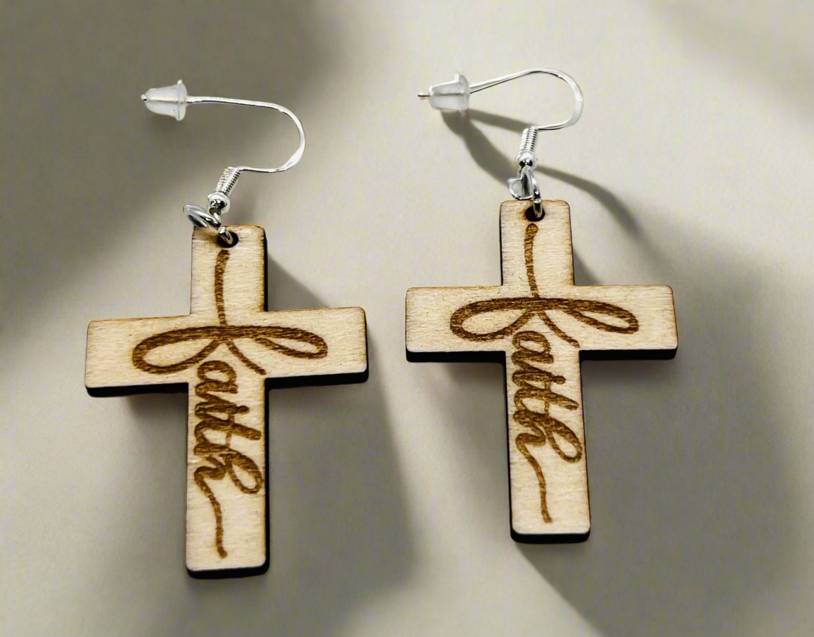 Wooden Earrings Faith