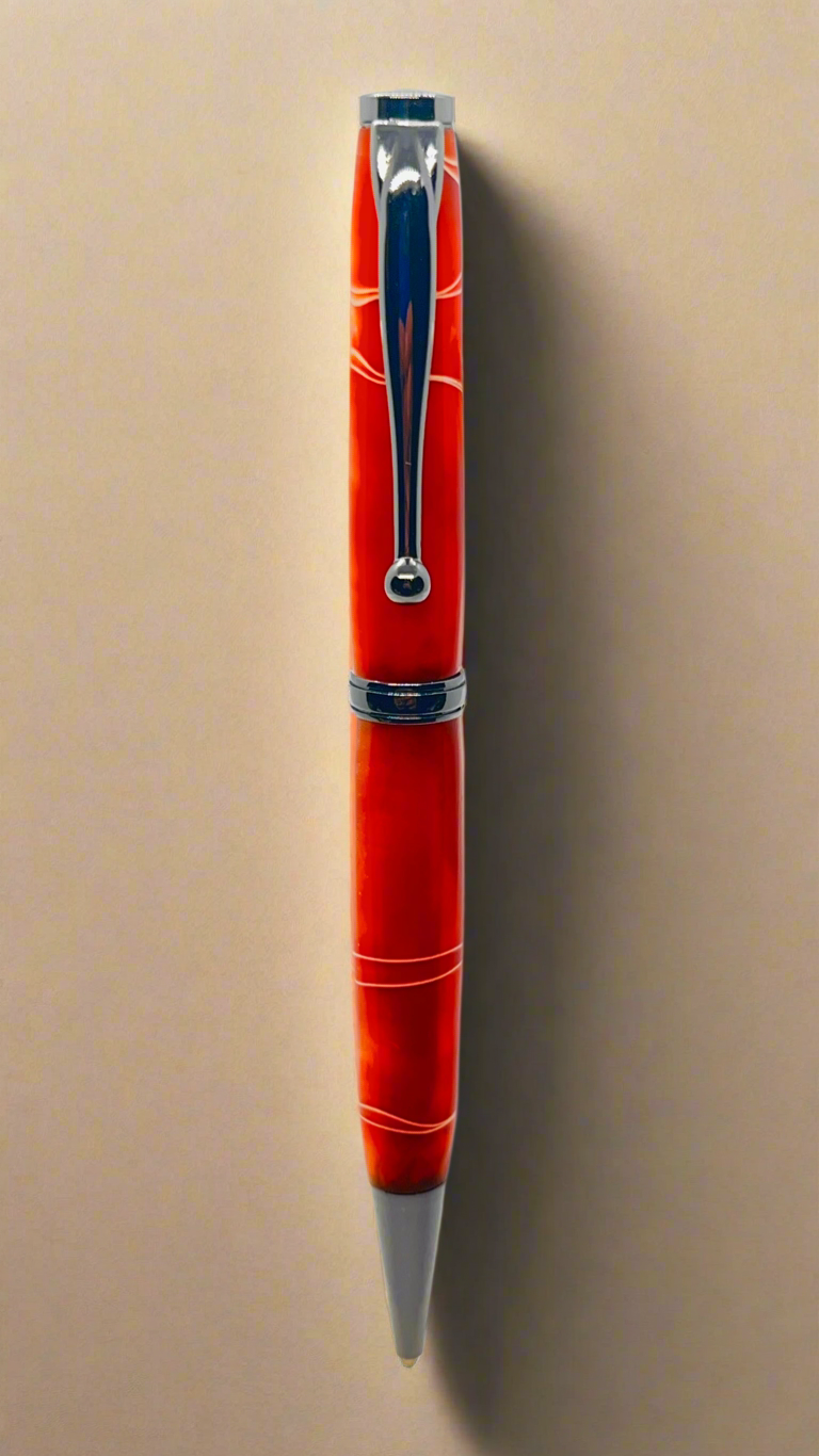 Orange and White Swirl Slimline Pen