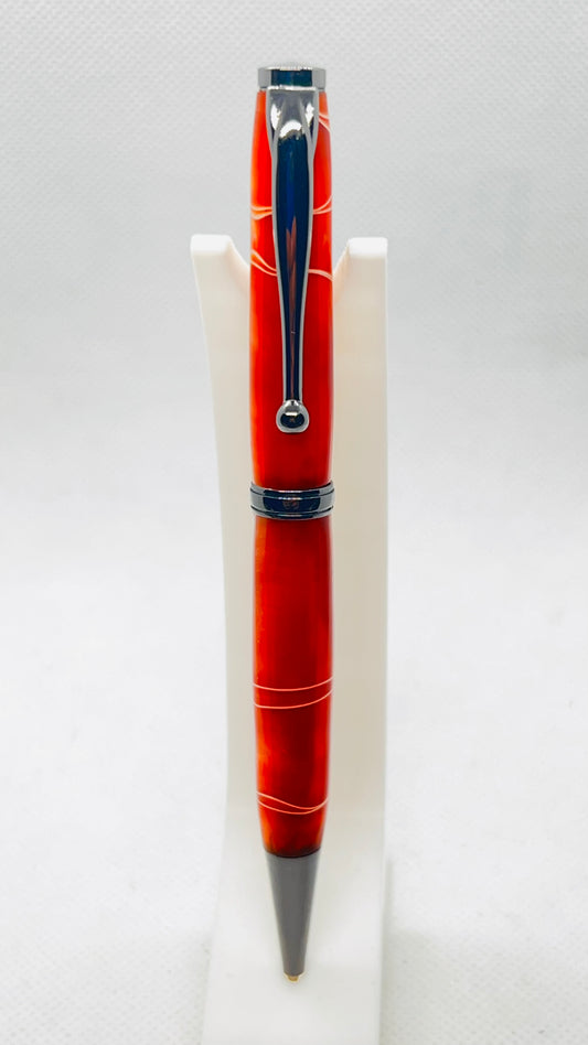 Orange and White Swirl Slimline Pen