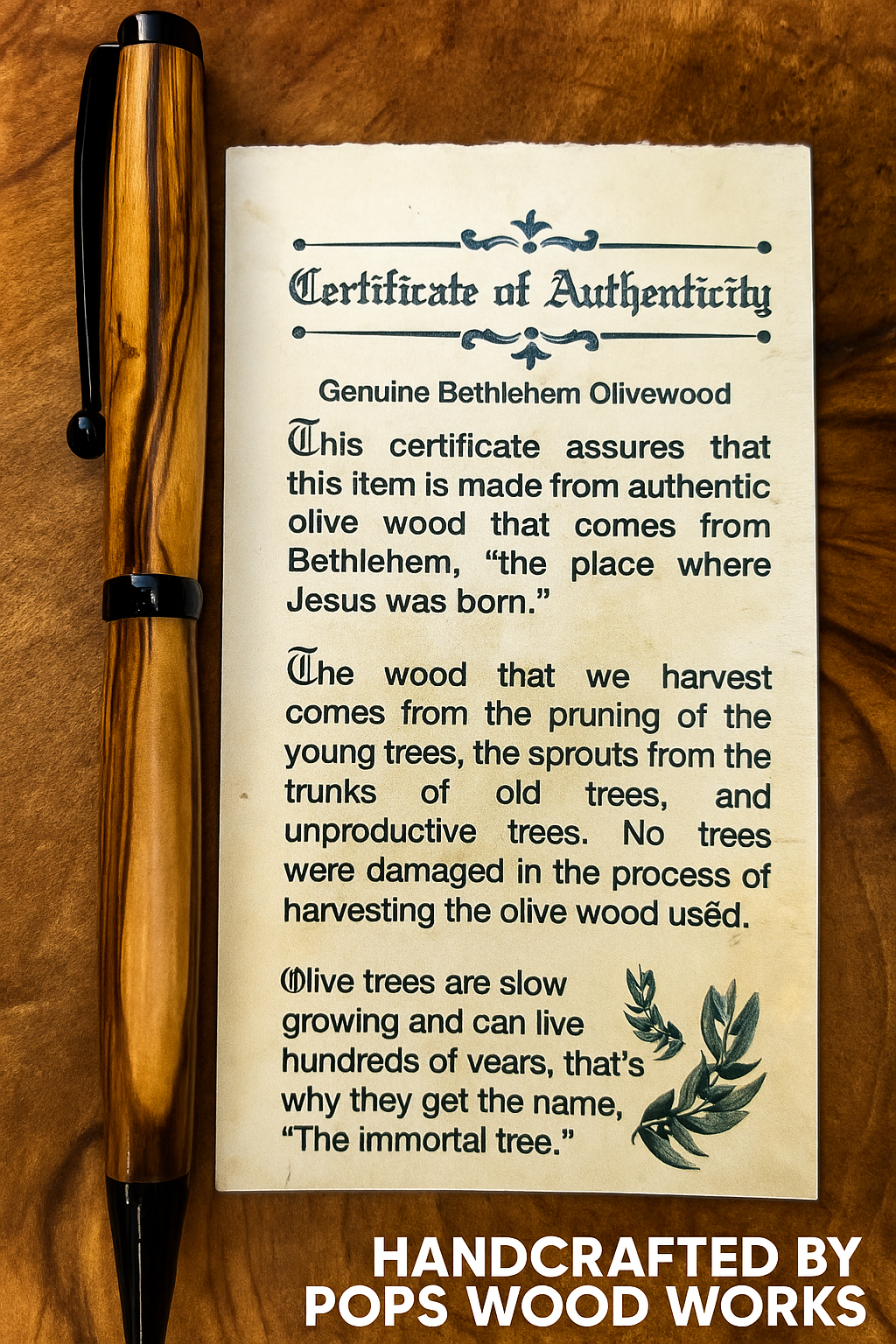 Bethlehem Olive Wood Ink Pen